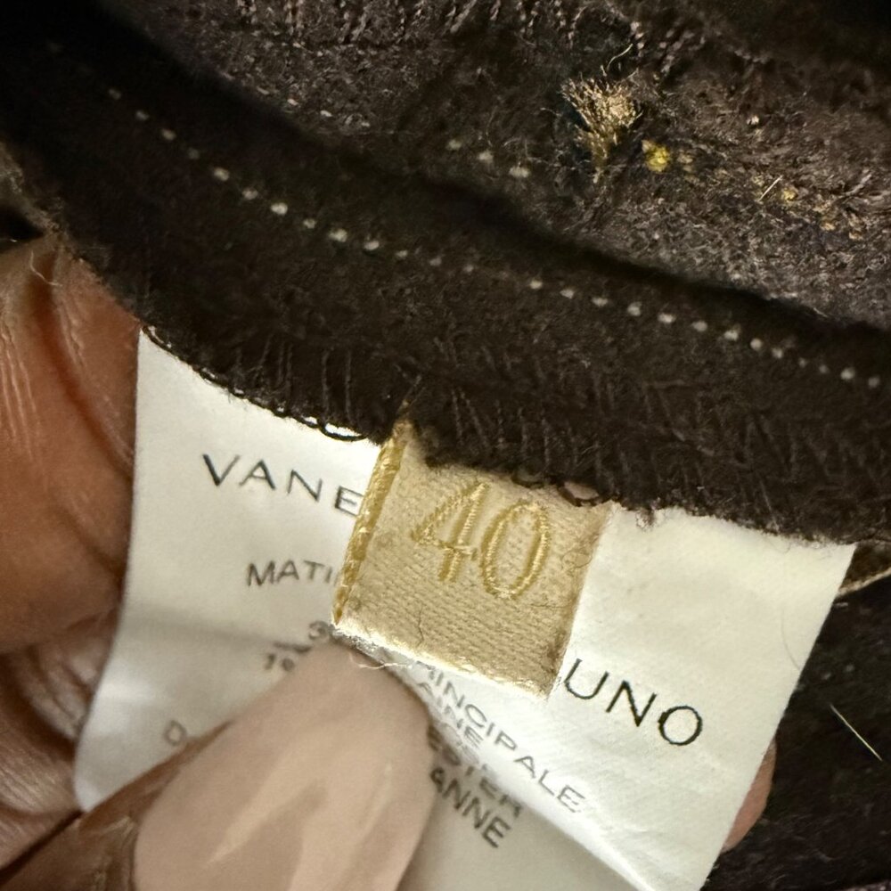 Vanessa Bruno Brown Pinstripe Wide-Leg Trousers Size 40 Wool Viscose Blend Women - Picture 5 of 16